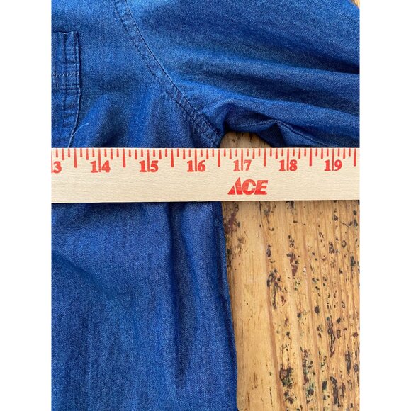 Maison Jules Womens Denim Button-Up Shirt Dress Roll Sleeves Cotton Small Blue - Picture 6 of 7
